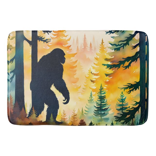 Sasquatch Autumn Landscape Sunset Bath Mat (Front)