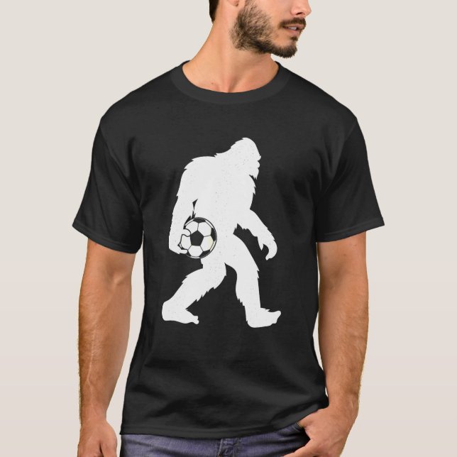 Sasquatch Bigfoot Goalkeeper Funny Soccer Ball Kid T-Shirt (Front)