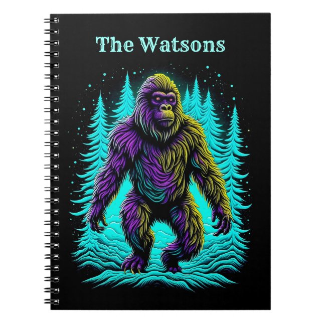 Sasquatch Bigfoot in Teal and Black Personalised Notebook (Front)