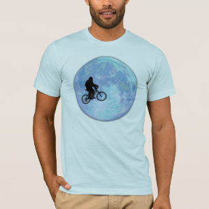 Sasquatch/Bigfoot On Bike In Sky With Moon T-shirt