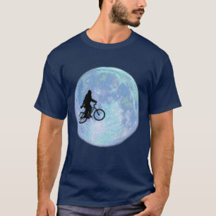 Sasquatch/Bigfoot On Bike In Sky With Moon T-shirt