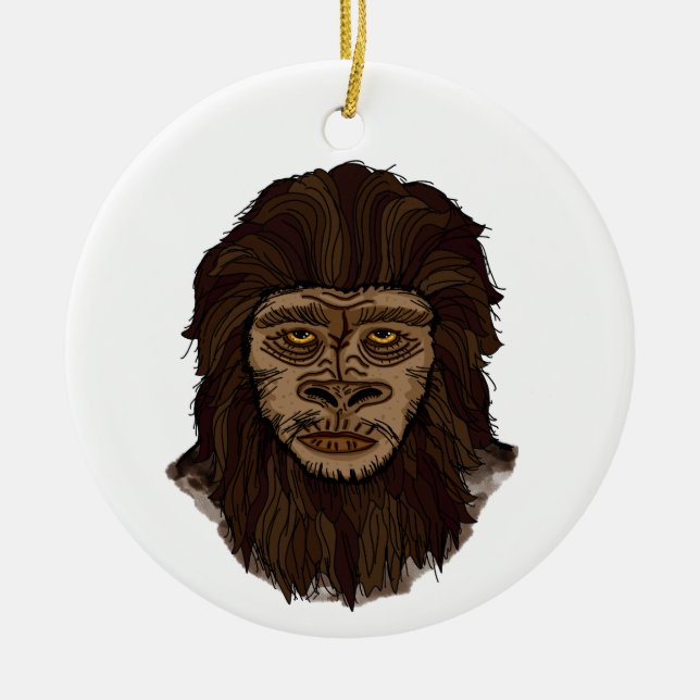 Sasquatch Bigfoot Swamp Ape Cryptid Monster Ceramic Tree Decoration (Front)