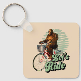 Sasquatch Bike Ride Forest Adventure Key Ring
