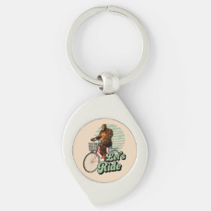 Sasquatch Bike Ride Forest Adventure Key Ring