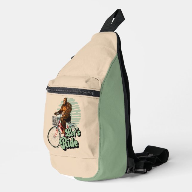 Sasquatch Bike Ride Forest Adventure Sling Bag (Right Corner)