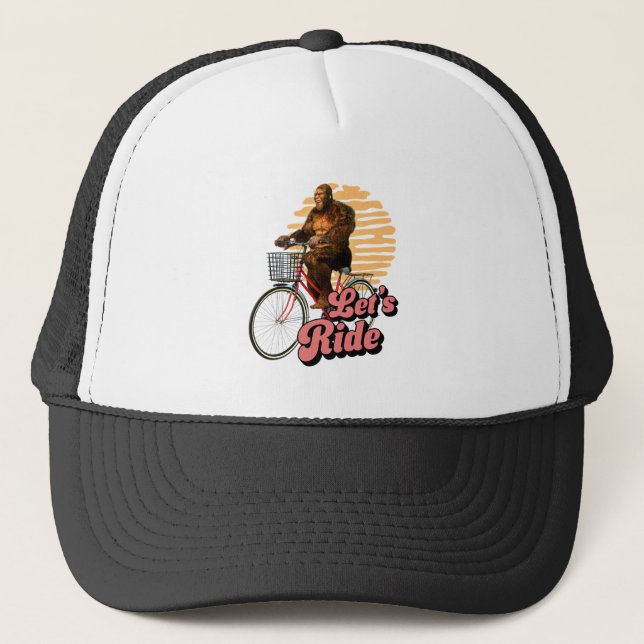 Sasquatch Bike Ride Forest Adventure Trucker Hat (Front)