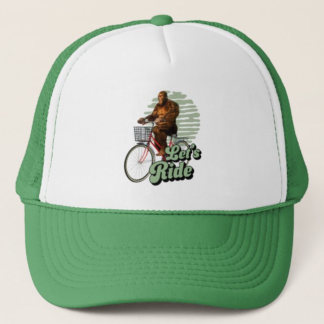 Sasquatch Bike Ride Forest Adventure Trucker Hat (Front)