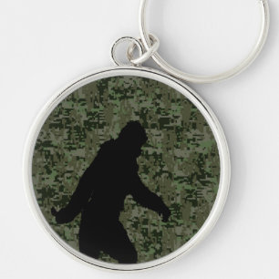 Sasquatch Black Silhouette Digital Camouflage Key Ring