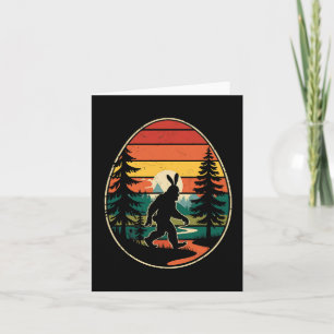 Sasquatch Bunny Egg Retro Easter Hiking Adventure Card
