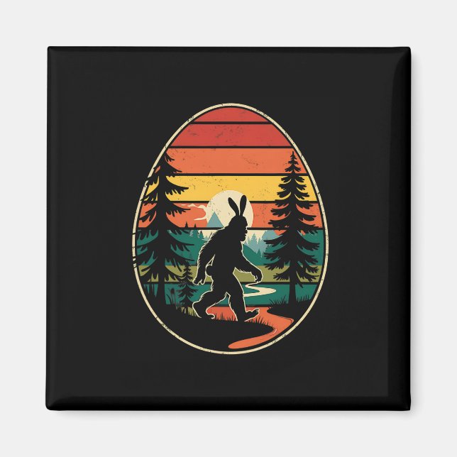 Sasquatch Bunny Egg Retro Easter Hiking Adventure  Magnet (Front)