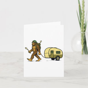 Sasquatch Camping Vintage Campfire Outdoor Funny C Card