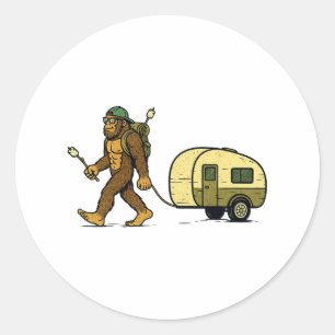 Sasquatch Camping Vintage Campfire Outdoor Funny C Classic Round Sticker
