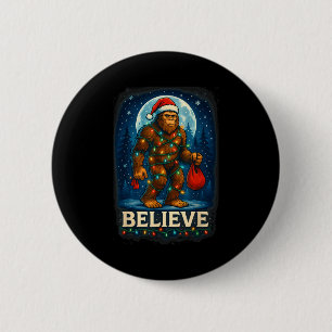 Sasquatch Christmas Lights Holiday Believe  6 Cm Round Badge