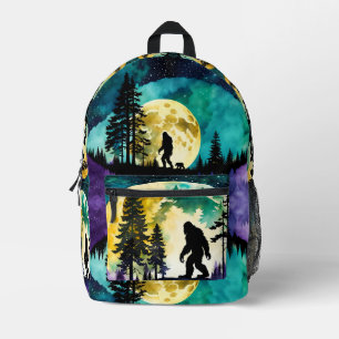 Sasquatch Colourful Full moon Printed Backpack