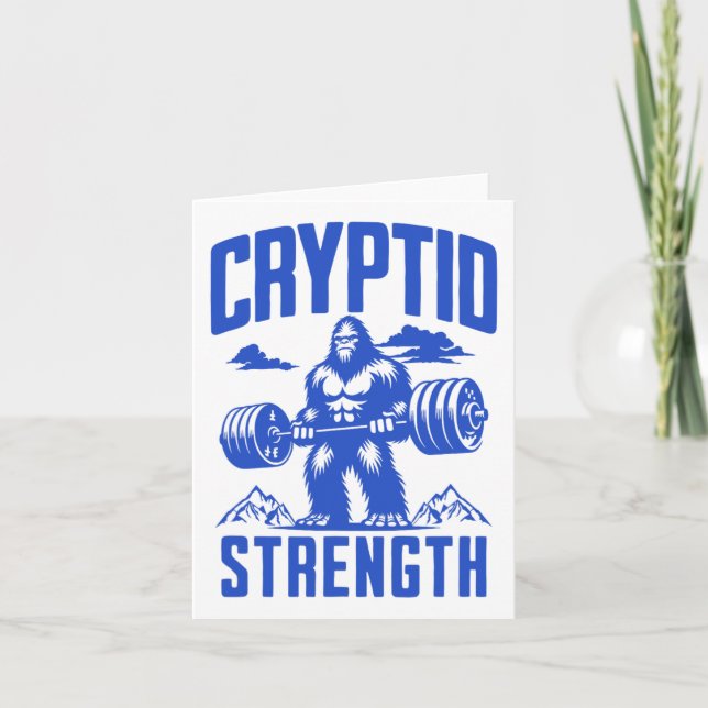 Sasquatch Cryptid Strength Lifting Humour Monochro Card (Front)