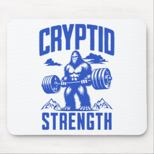 Sasquatch Cryptid Strength Lifting Humour Monochro Mouse Pad