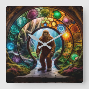 Sasquatch Dimensional Portal Square Wall Clock