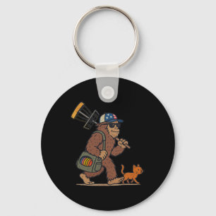 Sasquatch Disc Golfer Funny Cat Disc Golf Key Ring