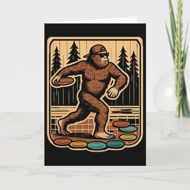 Sasquatch Disc Golfer Funny Disc Golf  Card (Front)
