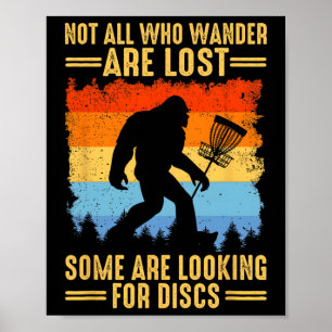 Sasquatch Disc Golfer Lost Outdoor Retro Art Poster