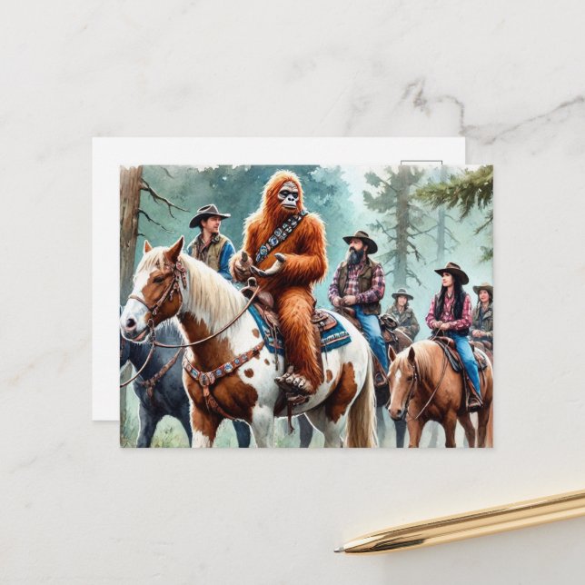 Sasquatch Enjoys a Group Trail Ride Postcard (Front/Back In Situ)