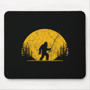 Sasquatch Fly Fishing Vintage Trout Fisherman Funn Mouse Pad