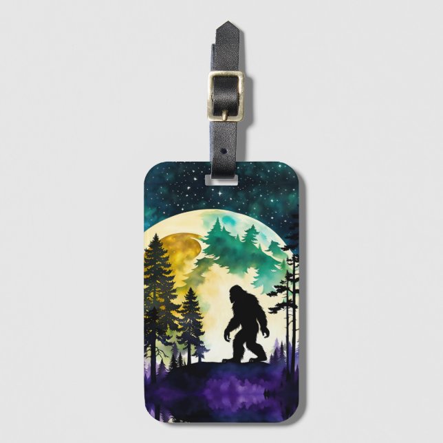 Sasquatch Full moon Luggage Tag (Front Vertical)