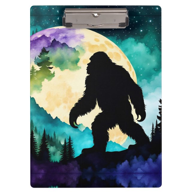 Sasquatch Full moon on the Mountain II Clipboard (Front)