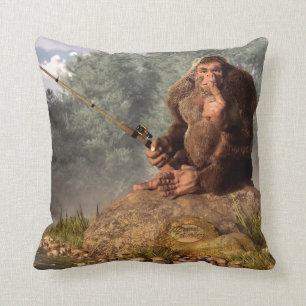 Sasquatch Goes Fishing Cushion