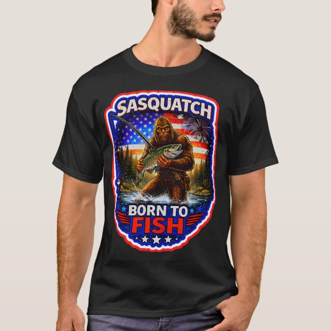 Sasquatch Goes Fishing T-Shirt (Front)