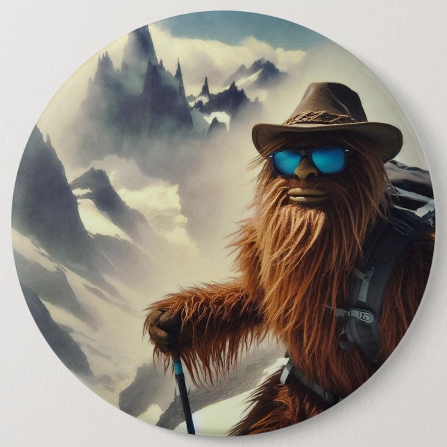 Sasquatch Hiking Mountains 6 Cm Round Badge (Front)