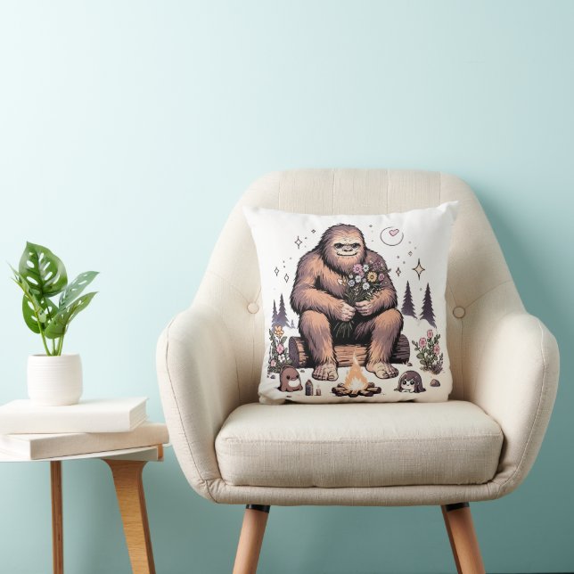 Sasquatch Holding Flowers Cushion (Chair)