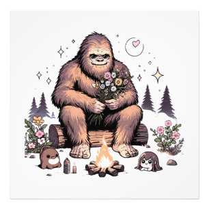 Sasquatch Holding Flowers Photo Print