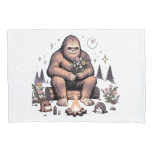 Sasquatch Holding Flowers Pillowcase