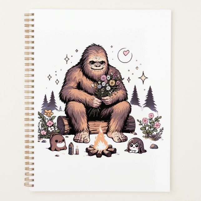 Sasquatch Holding Flowers Planner (Front)