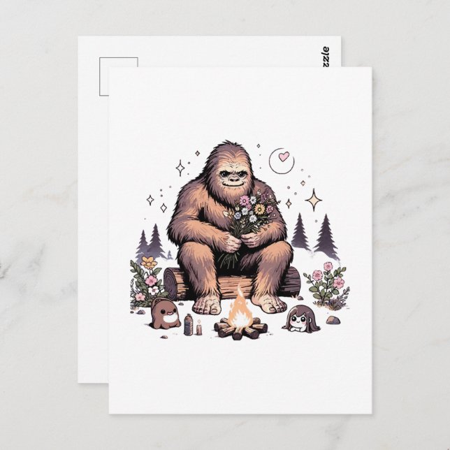 Sasquatch Holding Flowers Postcard (Front/Back)