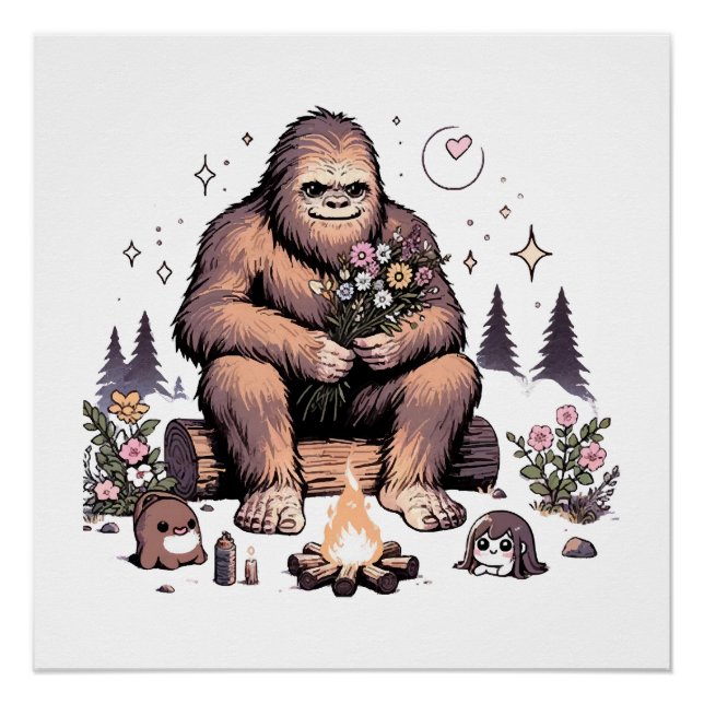 Sasquatch Holding Flowers Poster (Front)