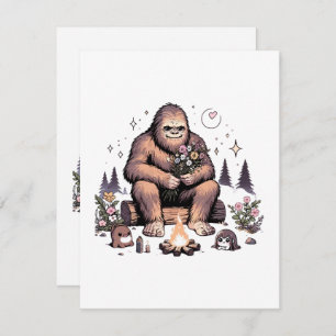 Sasquatch Holding Flowers RSVP Card