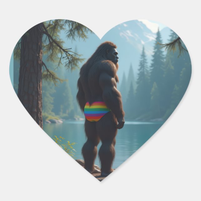 Sasquatch in bloom heart sticker (Front)