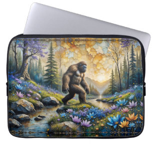 Sasquatch in Floral Mountain valley Laptop Sleeve