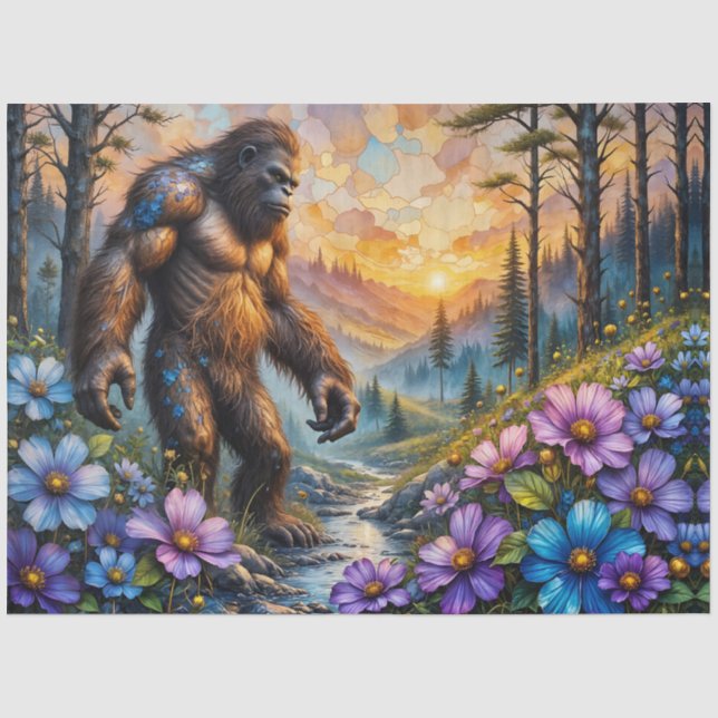  Sasquatch in Floral Mountain valley Tissue Paper (Front)