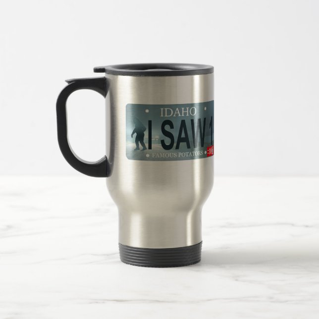 Sasquatch License Plate Travel Mug (Left)