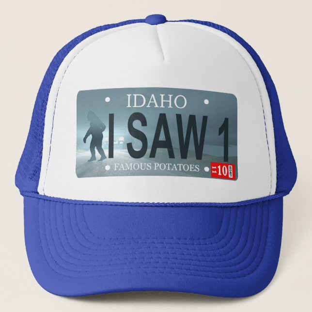Sasquatch License Plate Trucker Hat (Front)