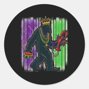 Sasquatch Mardi Gras Bigfoot Funny Men Kids Carniv Classic Round Sticker