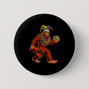 Sasquatch Mardi Gras Bigfoot Parade Beads King Cak 6 Cm Round Badge
