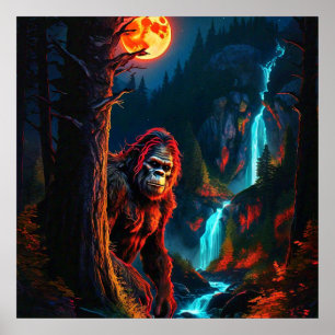 Sasquatch Moonlit Hunt Poster