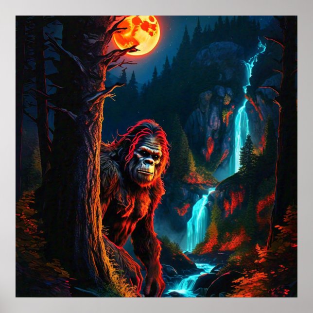 Sasquatch Moonlit Hunt Poster (Front)
