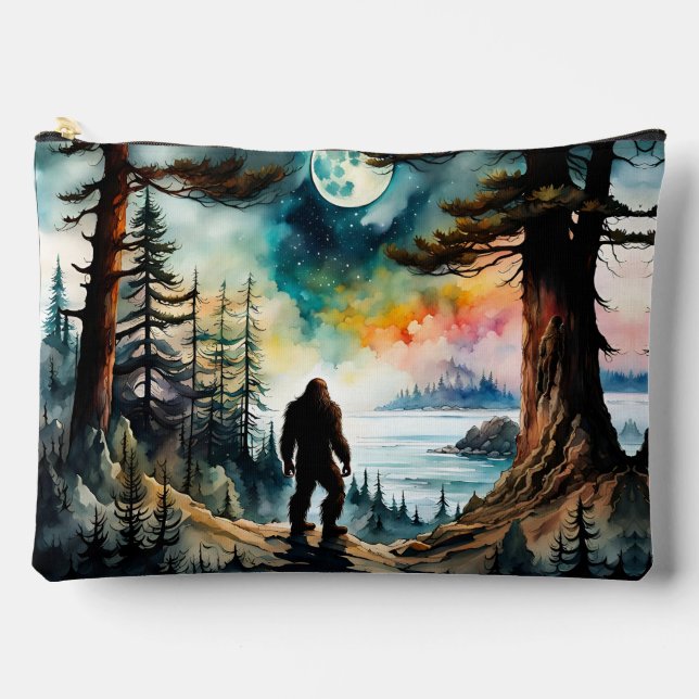 Sasquatch on a Forest Ridge Above Ocean Accessory Pouch (Front)
