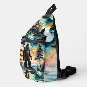 Sasquatch on a Forest Ridge Above Ocean Sling Bag
