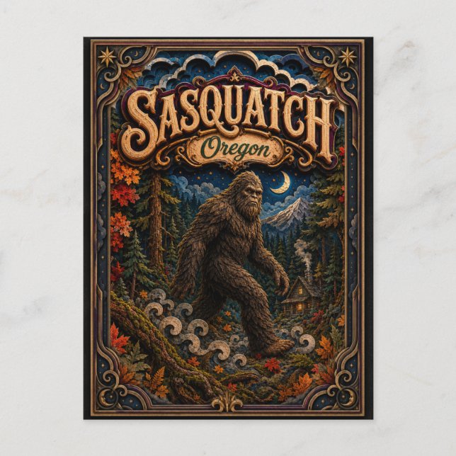Sasquatch Oregon Popcut Legends Postcard (Front)